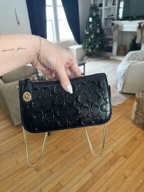 NWOT Coach Penn in Black Patent leather